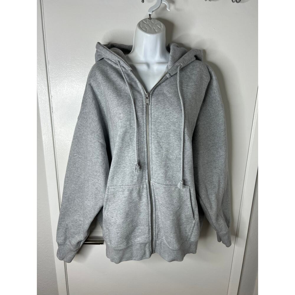 Brandy Melville Women's Full Zip Fleece Hoodie Sweatshirt Gray ~ One Size